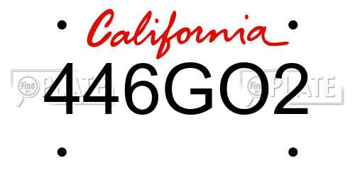 446GO2 California License Plate