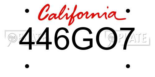446GO7 California License Plate
