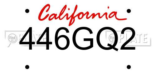 446GQ2 California License Plate