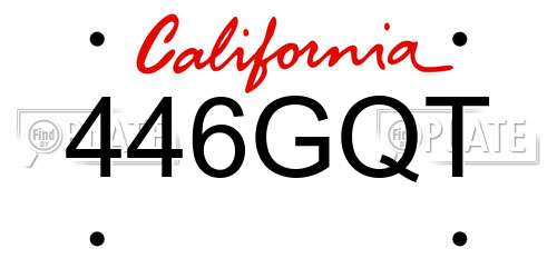 446GQT California License Plate