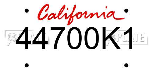 44700K1 California License Plate