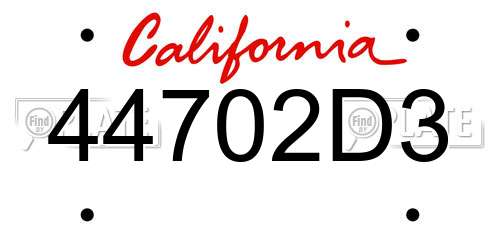 44702D3 California License Plate
