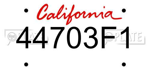 44703F1 California License Plate