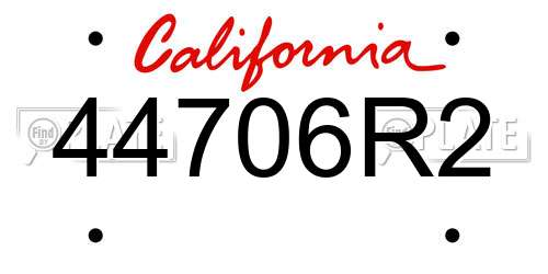 44706R2 California License Plate