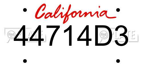 44714D3 California License Plate