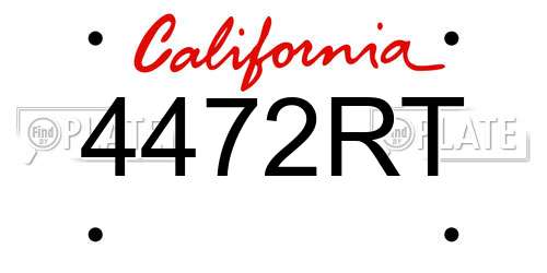 4472RT California License Plate