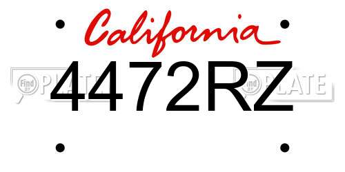4472RZ California License Plate