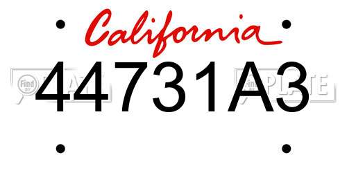 44731A3 California License Plate