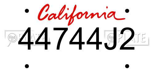 44744J2 California License Plate