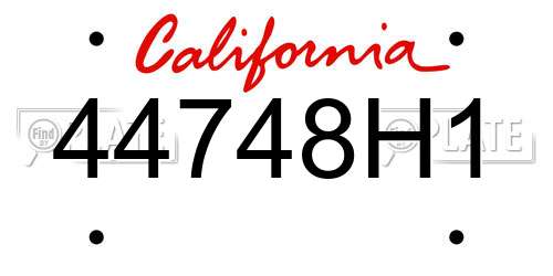 44748H1 California License Plate