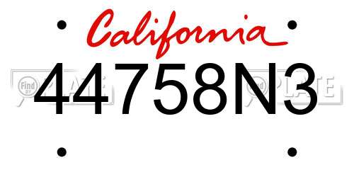 44758N3 California License Plate