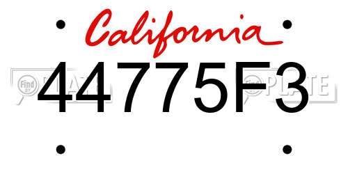 44775F3 California License Plate