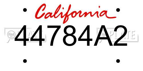 44784A2 California License Plate