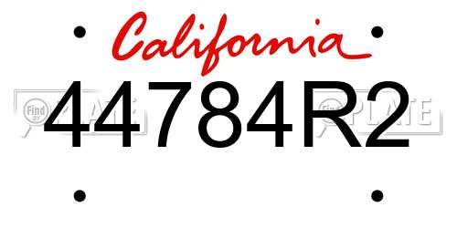 44784R2 California License Plate