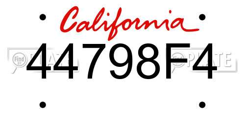 44798F4 California License Plate