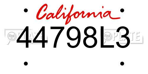 44798L3 California License Plate