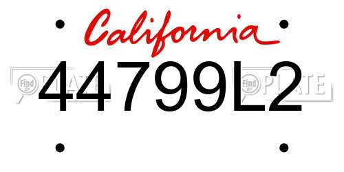 44799L2 California License Plate