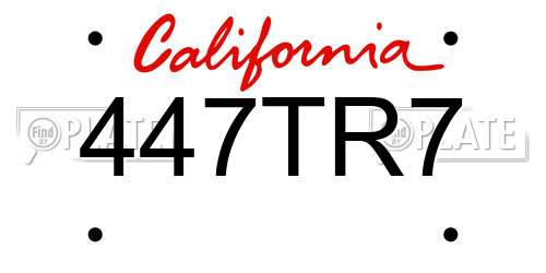 447TR7 California License Plate
