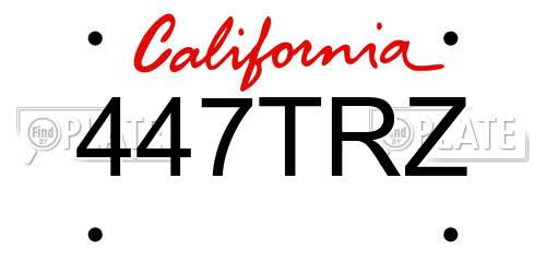 447TRZ California License Plate