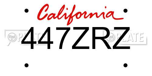 447ZRZ California License Plate