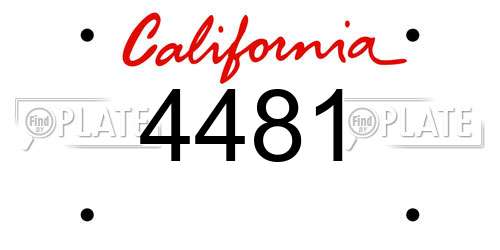 4481 California License Plate
