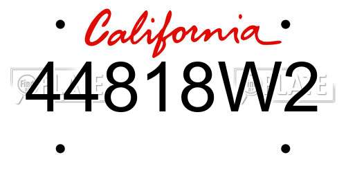 44818W2 California License Plate