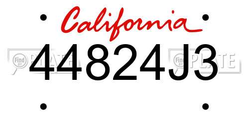 44824J3 California License Plate