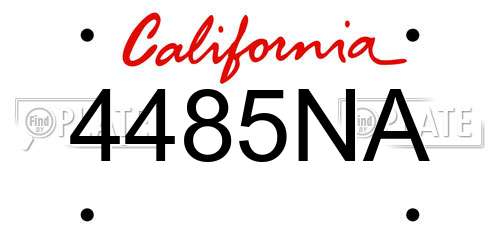 4485NA California License Plate