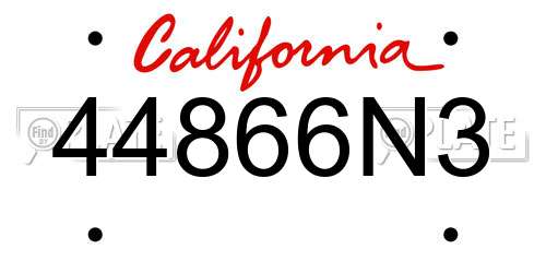 44866N3 California License Plate