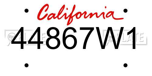 44867W1 California License Plate