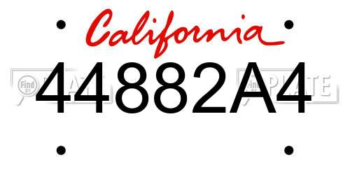 44882A4 California License Plate