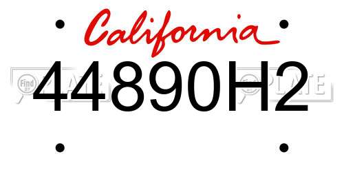 44890H2 California License Plate