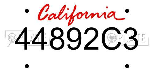 44892C3 California License Plate