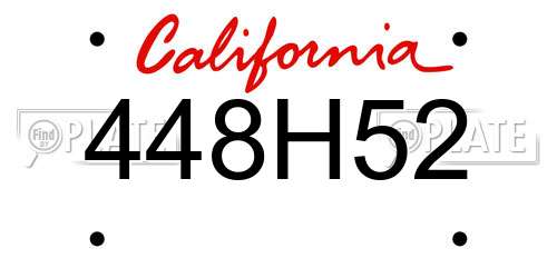 448H52 California License Plate