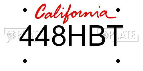 448HBT California License Plate