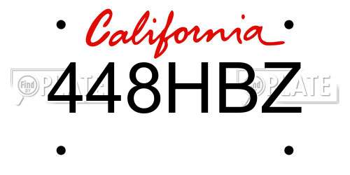 448HBZ California License Plate
