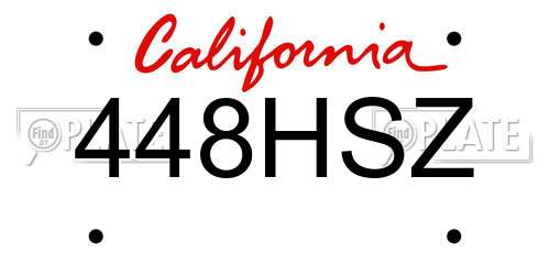 448HSZ California License Plate