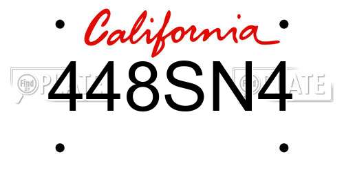 448SN4 California License Plate