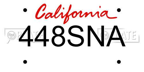 448SNA California License Plate