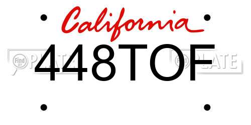 448TOF California License Plate