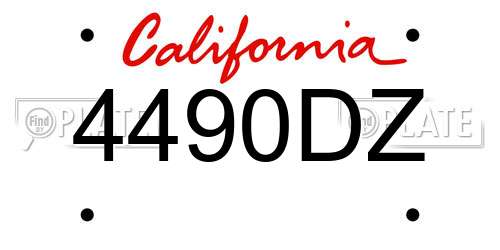 4490DZ California License Plate