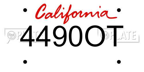 4490OT California License Plate