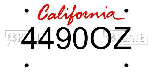 4490OZ California License Plate