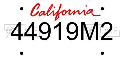 44919M2 California License Plate