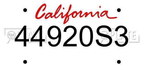 44920S3 California License Plate