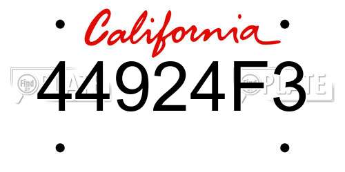 44924F3 California License Plate