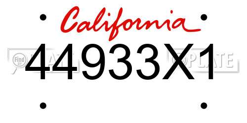 44933X1 California License Plate