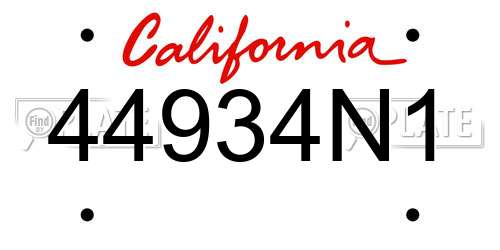 44934N1 California License Plate