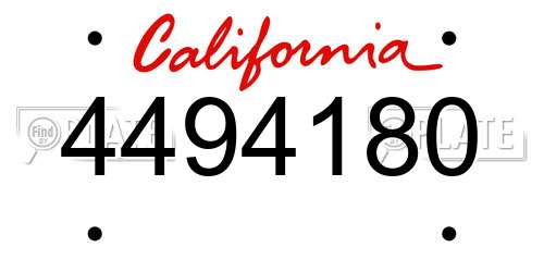 4494180 California License Plate