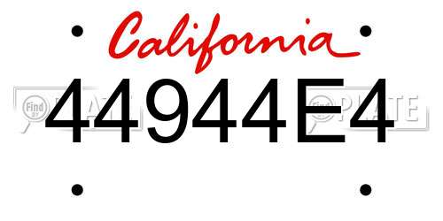 44944E4 California License Plate